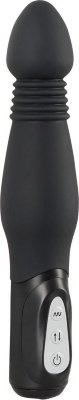 Чёрный анальный вибратор Thrusting Anal Vibe - 23,5 см. Длина: 23.5 см. Диаметр: 4.4 см. Анальный вибратор выполнен с конусообразным гладким наконечником, что обеспечит легкое проникновение. Имеет 7 режимов мощных вибрации и 3 уровня интенсивности пульсирующих движений вверх-вниз , которые контролируются отдельными кнопками на устройстве. Выполнен из приятного на ощупь и абсолютно безопасного силикона. Рабочая длина - 15,5 см. Страна: Китай. Материал: силикон. Батарейки: 3 шт., тип AAA.