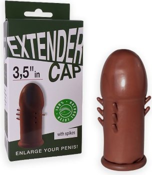 Коричневый латексный удлинитель пениса 3.5 in с шипиками