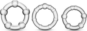 Набор из 3 прозрачных эрекционных колец Stay Hard Beaded Cockrings