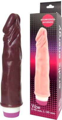 Вибратор Realistic Cock Vibe коричневого цвета - 21 см. Длина: 21 см. Диаметр: 3.8 см. Реалистичный вибратор станет вашим проводником в мир наслаждений. Мощный пенис шоколадного цвета с бугристыми венами и упругой головкой подарит множество оргазмов. Размеры этой секс-игрушки также приятно удивят. Фаллоимитатор сделан из приятного на ощупь материала, напоминающего человеческую кожу. Волну приятных ощущений позволит испытать режим вибрация. Рабочая длина - 19 см. Страна: Китай. Материал: термопластичная резина (TPR). Батарейки: 2 шт., тип AA.