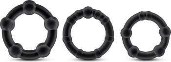 Набор из 3 чёрных эрекционных колец Stay Hard Beaded Cockrings