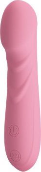 Нежно-розовый перезаряжаемый вибромассажер Candice - 14,2 см.