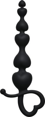 Чёрная анальная цепочка Begginers Beads - 18 см. Длина: 18 см. Диаметр: 3 см. Анальные бусы выполнены из высококачественного медицинского силикона. Они не только прослужат долго, но и гарантируют высокий уровень гигиеничности, не требуя при этом специального ухода. Небольшой размер игрушки подойдет для тех, кто только начал знакомиться с анальной стимуляцией. Рельефные звенья разного диаметра позволят комфортно вводить и извлекать бусы, испытывая при этом новые оттенки удовольствия. Петля в виде сердечка обеспечит удобство во время использования и гарантирует безопасность. Страна: Россия. Материал: силикон.