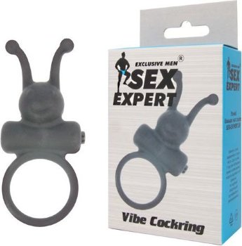 Чёрное эрекционное кольцо в форме букашки с вибрацией