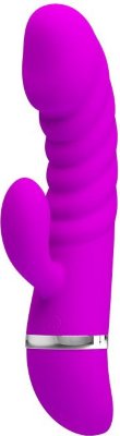 Лиловый вибратор с рёбрами и клиторальным отростком Tracy - 18,8 см. Длина: 18.8 см. Диаметр: 3.5 см. Лиловый вибратор с рёбрами и клиторальным отростком Tracy. Идеален для G-стимуляции. 7 режимов вибрации. Рабочая длина - 11,5 см. Страна: Китай. Материал: силикон. Батарейки: 2 шт., тип AAA.