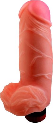 Вибратор-реалистик с большим диаметром ствола - 21 см. Длина: 21.2 см. Диаметр: 5.8 см. Вибромассажёр телесного цвета. Имеет форму члена с мошонкой и ярко выраженной головкой. Необычайно приятный, рельефный, выполненный из «киберкожи», передающей эффект мягкой реалистичной текстуры кожи, не имеет швов. Виброэлемент расположен ближе к головке для максимальной стимуляции. Степень вибрации регулируется при помощи кнопки, расположенной в основании. Рабочая длина - 14 см. Диаметр головки - 5,6 см. Страна: Россия. Материал: неоскин. Батарейки: 2 шт., тип AA.