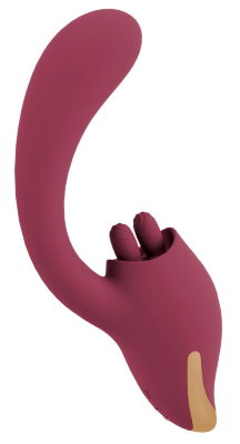 Малиновый вибратор с подвижными язычками 2 Function Vibrator - 20,6 см. Длина: 20.6 см. Диаметр: 3.7 см. Вибратор стимулирует дважды: интенсивной вибрацией вагины и G-зоны и одновременно клитора с инновационной функцией облизывания. Два мягких, нежно структурированных язычка двигаются в стимуляторе клитора вперед-назад в противоположных направлениях. Для ощущений, подобных лучшему оральному сексу! Всего 5 мощных моторчиков обеспечивают надежную и мощную двойную стимуляцию. 10 режимов вибрации головки изогнутого ствола и 10 режимов лизания подвижного двойного язычка дарят разнообразное удовольствие. Этими двумя функциями можно удобно управлять прямо на игрушке одним нажатием кнопки - как по отдельности, так и в захватывающем сочетании. Изготовленный из силикона с шелковисто-мягкой поверхностью, вибратор легко вводится и гибко подстраивается под ваше тело и движения. Рабочая длина - 12,5 см. Страна: Китай. Материал: силикон. Батарейки: встроенный аккумулятор.