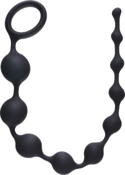 Чёрная анальная цепочка Long Pleasure Chain - 35 см.