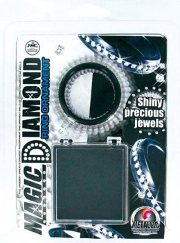 Чёрное эрекционное кольцо со стразами MAGIC DIAMOND