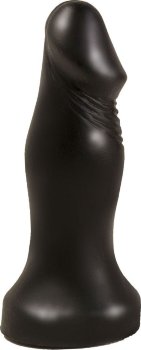 Чёрный анальный фаллоимитатор с ограничительным основанием - 14 см.