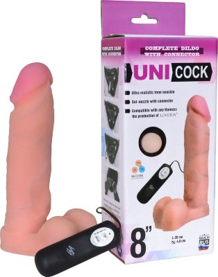 Фаллическая насадка Харнесс UNICOCK 8 с вибрацией - 20 см. Длина: 2 см. Диаметр: 4.8 см. Востребованный размер, красивая форма. Фаллоимитатор - чуть больше среднего. Изделие сделано по слепку реального прототипа. Изделие эластичное, легко меняет конфигурацию, травмобезопасно. Насадка на пояс под стандартное крепление на коннектор. Превосходная насадка, созданная с использованием технологии протезирования из новейшего материала «НЕОСКИН» на полужестком каркасе. Подходит также для замены ранее купленной насадки на другом поясе. Страна: Россия. Материал: неоскин. Батарейки: 2 шт., тип AA.