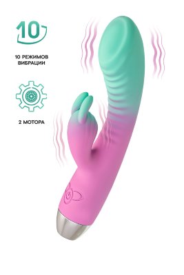 Мятно-розовый вибратор для точки G с клиторальным отростком Orchid - 21 см. Длина: 21 см. Диаметр: 3.7 см. Позвольте представить Orchid от Flovetta — вибратор для точки G с клиторальной стимуляцией, который покорит ваше сердце своим дизайном и подарит вам яркие моменты наслаждения. Его плавный градиент от нежного мятного цвета до теплого розового оттенка не только радует глаз, но и настраивает на волну чувственных удовольствий. Orchid — это не просто вибратор, это ключ к вашим самым сокровенным желаниям и неизбежному оргазму! Этот милый вибратор-кролик скрывает в себе настоящую мощь: два мотора воздействуют одновременно на точку G и клитор, обеспечивая двойное удовольствие. Усеченная головка и ребристый рельеф основного ствола специально создана для максимального охвата заветной зоны, даря интенсивные ощущения. А игривые ушки кролика ласкают клитор, доводя вас до пика наслаждения.Orchid легко управляется всего одной кнопкой, позволяя вам плавно переходить между 10 режимами вибрации, чтобы вы могли выбрать идеальный для себя ритм. Изготовленный из высококачественного бархатистого силикона, Orchid не только мягкий и приятный на ощупь, но и безопасен для вашего тела. А его гибкость и адаптивность позволяют ему точно подстраиваться под ваши желания. Вибратор заряжается с помощью магнитной зарядки, что делает процесс максимально удобным и избавляет от хлопот с проводами. Рабочая длина - 12,5 см. Страна: Китай. Материал: силикон. Батарейки: встроенный аккумулятор.