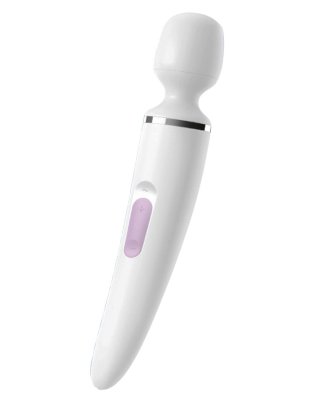 Белый вибратор Satisfyer Wand-er Woman Длина: 34 см. Диаметр: 5.7 см. Подходящий для терапевтического и эротического массажа всего тела массажер Wand-er Woman от Satisfyer с обтекаемой формой и внушительными размерами соблазнит вас или вашего партнера с помощью энергичной стимуляции самых интимных частей. 50 комбинаций вибраций, состоящих из 10 ритмов и 5 вариантов интенсивности. Водонепроницаемый IPX7. В комплект входит магнитный кабель для зарядки USB. Страна: Германия. Материал: анодированный пластик, силикон. Батарейки: встроенный аккумулятор.