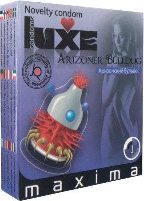 Презерватив LUXE Maxima Аризонский Бульдог - 1 шт. Длина: 18 см. «Аризонский бульдог» смело бросится в бой с ЗППП, нежелательной беременностью и… сексуальной неудовлетворённостью. Пучок мягкий иголочек на кончике, пупырышки, ряд усиков помогут женщине возбудиться на раз-два-три. Презерватив «Аризонский бульдог» - самый ласковый из братьев наших меньших. Номинальная ширина - 52 мм. Толщина стенок - 0,06 мм. - Регистрационное удостоверение РФ: ФСЗ 2008/01056 - Дата регистрации медицинского изделия: 20.08.2015 г. - Срок действия регистрационного удостоверения: бессрочно - Представитель изготовителя медицинского изделия: ООО «Трио-Люкс», 105182, Россия, Москва, Щелковское шоссе, вл. 10А, стр. 1 - Номер модели: 3472237. Страна: Китай. Материал: латекс. Объем: 1 шт.