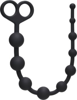 Чёрная анальная цепочка Orgasm Beads - 33,5 см.