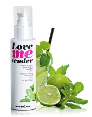 Съедобное согревающее массажное масло Love Me Tender Mojito с ароматом мохито - 100 мл. Хотите усилить возбуждение? Гурманы будут в восторге от этого масла с пьянящим вкусом и ароматом мохито. Это лакомое разогревающее массажное масло усиливает ласки и дарит чувственное наслаждение. Нанесите порцию масла на ту область тела, которую хотите разогреть и доставить удовольствие. Подуйте, чтобы вызвать желание и возбудить чувства партнера. Массируйте, целуйте, облизывайте, как хотите, для жарких ощущений от прикосновения тела к телу с восхитительным ароматом Love me Tender! Не использовать вагинально. При попадании в глаза промойте водой. В случае возникновения аллергической реакции прекратите использование. Хранить вдали от света и тепла. Glycerin, Propylene Glycol, Aroma, Sodium Saccharin, Limonene. Страна: Франция. Объем: 100 мл.