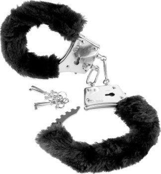 Меховые чёрные наручники Beginner s Furry Cuffs