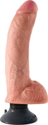 Телесный виброфаллос со съемной присоской 9 Vibrating Cock with Balls - 22,9 см. Длина: 22.9 см. Диаметр: 5.7 см. Вибромассажер гнущийся со съемной присоской, вибромеханизм и управление вибрациями находятся в основании массажера. Полностью водонепроницаем, очень реалистичен. Может использоваться как самостоятельный вибромассажер, как вибромассажер на присоске (без рук), как насадка к страпон системам. Рабочая длина - 20,5 см. Страна: США. Материал: поливинилхлорид (ПВХ, PVC). Батарейки: 3 шт., тип AAA.