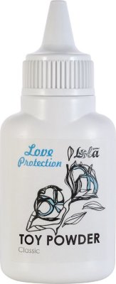 Пудра для игрушек Love Protection Classic - 15 гр. Пудра для игрушек Love Protection Classic предназначена для ухода и защиты изделий из нежного материала, имитирующего кожу. Впитывая влагу, пудра для игрушек Love Protection Classic предотвращает преждевременное разрушение материала, сохраняет текстуру материала и оставляет на игрушке приятный аромат. Удобный флакон с узким носиком для распыления порошка. вымыть и просушить игрушку с помощью салфетки. Присыпать пудрой, равномерно распределяя ее по поверхности игрушки. Zea Corn Starch. Страна: Россия. Объем: 15 гр.