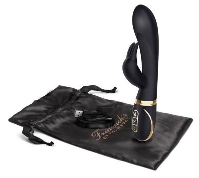 Черный вибратор-кролик с эффектом нагрева Warming Rabbit Vibrator Диаметр: 3.5 см. Уникальный вибромассажер-кролик с функцией подогрева тела вибратора. Вибрация основной части, клиторального стимулятора и разогревающий эффект регулируются независимо и могут использоваться как вместе, так и по отдельности. Подогрев происходит за 4 минуты (плюс/минус 20 секунд) до температуры в 55 градусов (плюс/минус 2 градуса). Массажер имеет 10 функций вибраций и пульсаций. Вибратор заряжается от usb, время зарядки составляет 2 часа, время работы до 40 минут. Вибратор имеет travel-lock (защиту от внезапного включения) - для этого задержите кнопку включения на массажере на 3 секунды. Вибратор сделан из силикона. В комплекте черный чехол для хранения, оберточная бумага для коробки и атласная лента с подарочной открыткой в конверте. Рабочая длина - 11 см. Страна: США. Материал: силикон. Батарейки: встроенный аккумулятор.