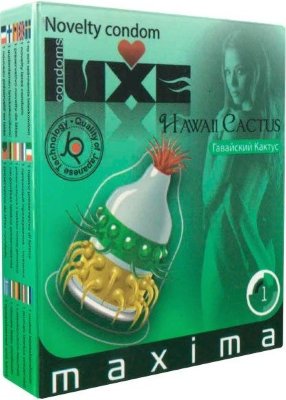 Презерватив LUXE Maxima Гавайский Кактус - 1 шт. Длина: 18 см. Прикосновение к суккуленту может быть болезненным, но не в этом случае. «Гавайский кактус», покрытый загнутыми во все стороны иголочками, подарит вам лишь нежность! Презерватив, плотно облегая пенис, превратит последний в источник экстра наслаждения. Каждый толчок, каждое касание иголочек и точек приблизит для девушки момент яркой разрядки. Номинальная ширина - 52 мм. Толщина стенок - 0,06 мм. - Регистрационное удостоверение РФ: ФСЗ 2008/01056 - Дата регистрации медицинского изделия: 20.08.2015 г. - Срок действия регистрационного удостоверения: бессрочно - Представитель изготовителя медицинского изделия: ООО «Трио-Люкс», 105182, Россия, Москва, Щелковское шоссе, вл. 10А, стр. 1 - Номер модели: 3472237. Страна: Китай. Материал: латекс. Объем: 1 шт.
