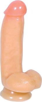 Телесный фаллоимитатор на присоске The Pizza Boy - 17,8 см.
