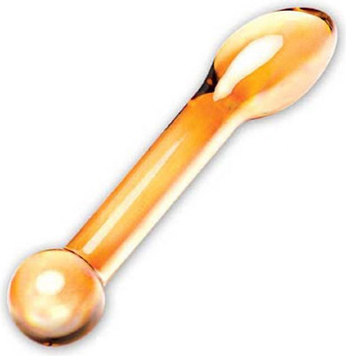 Золостистый стеклянный стимулятор простаты, 17 см. Длина: 17 см. Диаметр: 3.6 см. Идеальный выбор для продвинутых пользователей - анальный фаллос Honey Dripper. Он представляет собой гладкую, прочную игрушку с удобным основанием и изогнутой расширяющейся головкой для глубокой стимуляции точки P и массажа простаты. Кроме того, Honey Dripper можно использовать и для вагинальной стимуляции точки G. Анальный слайдер Honey Dripper станет идеальным подарком для любовника, так как разработан для оптимального удовлетоворения как мужчин, так и женщин. Прочный и гипоаллергенный фаллоимитатор Honey Dripper безопасен и рассчитан на длительный срок службы. Как и другие стеклянные игрушки, его можно легко вымыть водой с мылом. Разнообразьте свои интимные игры, экспериментируя с разной температурой стимулятора. Нагрейте или охладите его, предварительно погрузив в воду нужной температуры. Стекло отлично удерживает тепло и холод, что гарантирует более яркую стимуляцию. Рабочая длин - 14,6 см. Минимальный диаметр - 1,9 см. Страна: США. Материал: стекло.