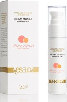 Универсальный массажный гель-смазка Allover Delicious Massage Gel с ароматом персика и аброкоса - 50 мл.