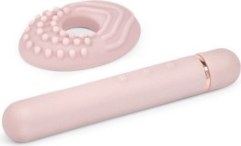 Пудровый мини-вибратор Le Wand Baton с текстурированной насадкой - 11,9 см.