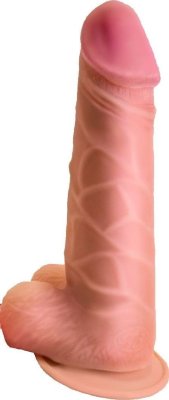 Гигантский фаллоимитатор с мошонкой и присоской - 26 см. Длина: 29 см. Диаметр: 6.9 см. Чувственный фалломимитатор большого размера для тех, кто считает, что секс должен быть ярким и разнообразным. Эта секс игрушка в точности копирует возбужденный член - и внешне, и на ощупь, и доставляет удовольствия не меньше, чем самый умелый любовник. Сочная головка, упругий ствол и нежная мошонка возбуждают и дарят массу новых ощущений. Присоска в основании позволяет закрепить его на любой ровной поверхности. Рабочая длина - 22 см. Диаметр головки - 6 см. Страна: Россия. Материал: CyberSkin.
