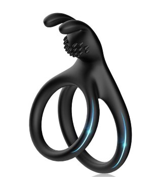 Черное эрекционное кольцо с подхватом мошонки
