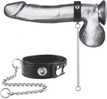 Утяжка на пенис с поводком Snap Cock Ring With 12 Leash