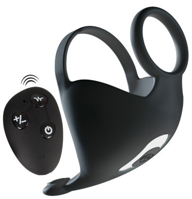 Черная вибронасадка для эрекции и стимуляции мошонки Cock ring with RC ball massager Длина: 12.3 см. Вибратор для мошонки с кольцом для пениса. 10 режимов вибрации в 3 скоростях. Практичный пульт дистанционного управления - радиус действия 10 метров. Гибкий хвост также стимулирует промежность. Поддерживает эрекцию. Мягкий и гибкий силикон. Бархатисто-мягкая поверхность. Перезаряжаемая - в комплекте USB-кабель для зарядки. Страна: Китай. Материал: силикон. Батарейки: встроенный аккумулятор.