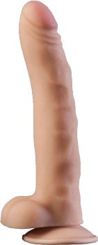 Телесный фаллоимитатор на присоске из неоскин - 19,5 см.