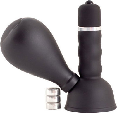 Черный вибратор с грушей на сосок Длина: 8 см. Диаметр: 3.5 см. Хотите получить неземное удовольствие и испытать новые ощущения? Достичь экстаза вам поможет этот нежно вибрирующий массажер. При помощи груши он крепится к груди, плотно захватывая сосок. Мощная вибрация позволит вам почувствовать мощный взрыв удовольствия. Бюст – одна из самых мощных эрогенных зон вашего тела. С этим же вибратором она станет экстра чувствительной. Страна: Китай. Материал: термопластичная резина (TPR). Батарейки: есть в комплекте.