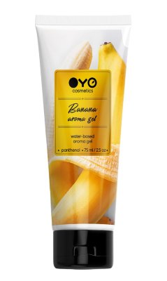 Лубрикант на водной основе OYO Aroma Gel Banana с ароматом банана - 75 мл. Лубрикант на водной основе OYO Aroma Gel Banana с ароматом банана. Возбуждающий аромат, отличное скольжение. Не оставляет пятен на белье, не липнет. Совместим с презервативами и секс-игрушками. вода, глицерин, полиэтиленглюколь, сабовакс, elh40l, гидрокиэтилцеллюлоза, феноксиэтанол, этилгексиглицерин, пантенол, ароматизатор. Страна: Великобритания. Объем: 75 мл.
