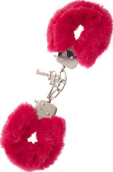 Металлические наручники с красной меховой опушкой METAL HANDCUFF WITH PLUSH RED
