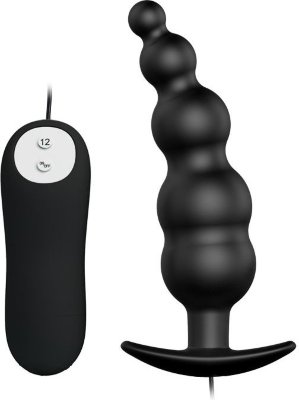 Анальная цепочка с пультом управления - 11,8 см. Длина: 11.8 см. Диаметр: 3 см. Черная анальная виброцепочка, изготовленная из бархатистого силикона. Имеет ограничительное основание для безопасного использования. Не имеет швов, гладкая и приятная на ощупь. Цепочка имеет 12 восхитительных режимов вибрации, способных усилить удовольствие от проникновения игрушки в анус. Управлять режимами можно при помощи выносного проводного пульта. Страна: Китай. Материал: силикон. Батарейки: 2 шт., тип AAA.
