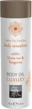 Съедобное массажное масло с ароматом зеленого чая и мандарина - 75 мл.