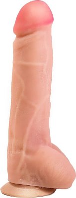 Крупный фаллоимитатор на присоске - 23,5 см. Длина: 23.5 см. Диаметр: 4.8 см. Этот крупный фаллоимитатор с нежно-розовой головкой и поджатой мошонкой – выбор женщин, которые более всего ценят реалистичность ощущений при стимуляции. Дилдо выполнен из материала неоскин, имитирующего на ощупь кожу человека. Бархатистая поверхность вкупе с податливостью испещрённого венами ствола позволит насладиться каждым проникновением в лоно. Широкая присоска в основании гарантирует надёжную фиксацию интимной игрушки на кафеле в ванной, полу, мебели или на любой другой твёрдой поверхности. Рабочая длина - 18 см. Страна: Россия. Материал: неоскин.