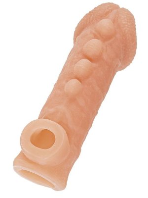 Телесная закрытая насадка с шишечками Cock Sleeve Size M - 15,6 см. Длина: 15.6 см. Диаметр: 4.2 см. Для тех кому хочется новых, ярких, невероятных ощущений с легкостью и удобством - новые насадки KOKOS Cock Sleeve с отверстием для мошонки. Легко надевается (аналогично презервативу), приятно ощущается, доставляет море удовольствия. Также насадка немного снижает чувствительность пениса, тем самым пролонгируя половой акт, увеличение длины и диаметра при использовании насадки Kokos - также является неоспоримым преимуществом. Просто выбирайте более интересный вам рельеф и форму насадки и наслаждайтесь вместе. Увеличивающая насадка с фантазийным рельефом в виде вен и шишечек от KOKOS открывает новые возможности для взаимного удовольствия и воплощает фантазии о внушительном размере пениса. Страна: Корея. Материал: термопластичный эластомер (TPE).