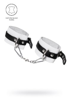 Бело-черные мягкие оковы с одним ремешком и люверсами