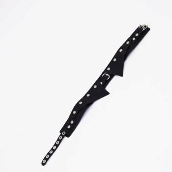 Черный однослойный кожаный ошейник с имитацией воротничка