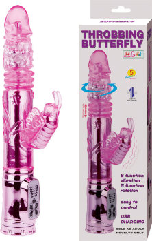 Вибратор-бабочка Throbbing Butterfly - 29,5 см.